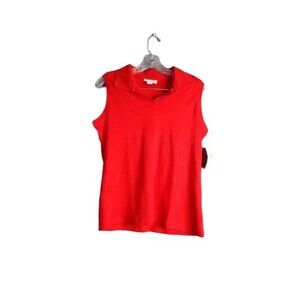 Northern Isles Collard Sleeveless V-neck Polo Womens Size Small Red New